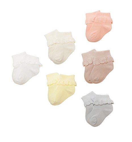 DEBAIJIA Bunt Socke Baumwolle für Baby 1-3 Jahre Kleinkind Mädchen Stricksocken Elastisch Weich Lotusblatt 6er Pack - M von DEBAIJIA
