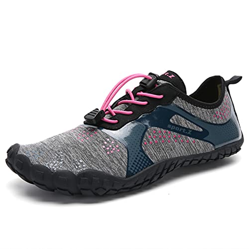 DEBAIJIA Damen Aquaschuhe Watschuhe Badeschuhe Arfußschuhe Unisex Strandschuhe Schwimmschuhe Wasserschuhe 39 EU A-Grau Rosa (Etikettengröße 39) von DEBAIJIA