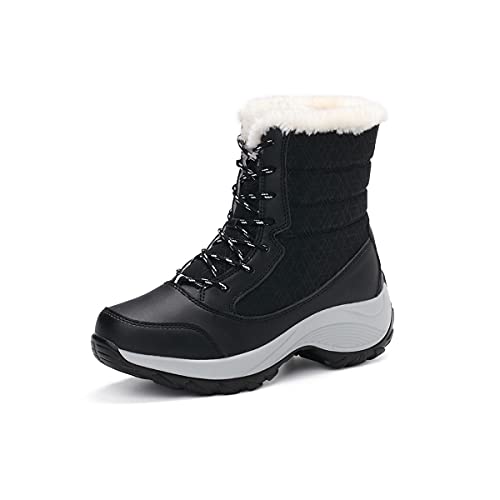 DEBAIJIA Damen Schneestiefel Thermostiefel Winterstiefel Warm Gefütterte Stiefel Weiche Winterschuhe Rutschfest 35 EU Schwarz (Etikettengröße:35) von DEBAIJIA