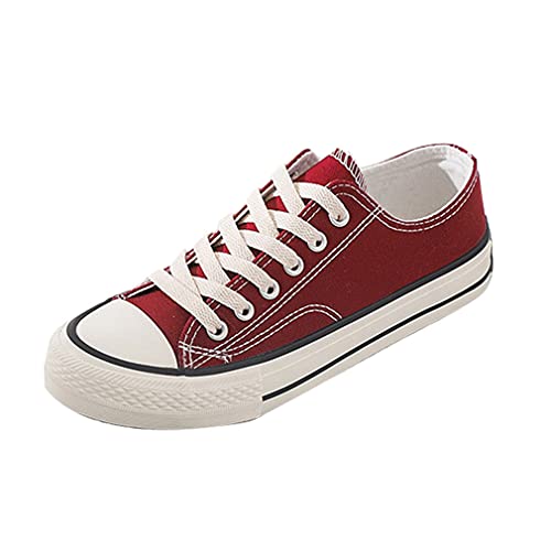 DEBAIJIA Damen Segeltuchschuhe Sneaker Laufschuhe Turnschuhe Sportschuhe rutschfeste Straßenlaufschuhe Freizeitschuhe Klassisch EU 35 A-Rot von DEBAIJIA