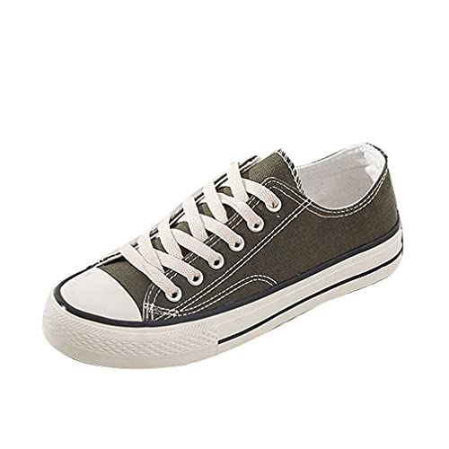 DEBAIJIA Damen Segeltuchschuhe Sneaker Laufschuhe Turnschuhe Sportschuhe rutschfeste Straßenlaufschuhe Freizeitschuhe Klassisch EU 38 A-Dunkel Grün von DEBAIJIA