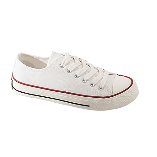DEBAIJIA Damen Segeltuchschuhe Sneaker Laufschuhe Turnschuhe Sportschuhe rutschfeste Straßenlaufschuhe Freizeitschuhe Klassisch EU 38 A-Weiß von DEBAIJIA
