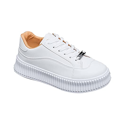 DEBAIJIA Damen Sneaker Laufschuhe Freizeitschuhe Klassisch Weiße Turnschuhe Sportschuhe rutschfeste Straßenlaufschuhe Walkingschuhe EU 37 B-Weiß Braun von DEBAIJIA