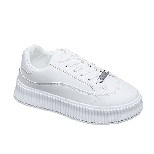 DEBAIJIA Damen Sneaker Laufschuhe Freizeitschuhe Klassisch Weiße Turnschuhe Sportschuhe rutschfeste Straßenlaufschuhe Walkingschuhe EU 37 B-Weiß von DEBAIJIA