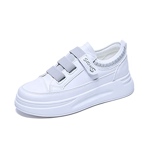 DEBAIJIA Damen Sneaker Weiße Laufschuhe Turnschuhe Sportschuhe rutschfeste Freizeitschuhe Walkingschuhe Klassisch Straßenlaufschuhe EU 36 C-Weiß Grau von DEBAIJIA