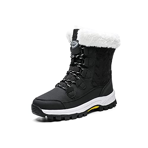 DEBAIJIA Damen Thermostiefel Rutschfest Winterstiefel Schneestiefel Stiefel Winterschuhe Gefütterte Weiche Warm 40 EU Schwarz02 (Etikettengröße:40) von DEBAIJIA