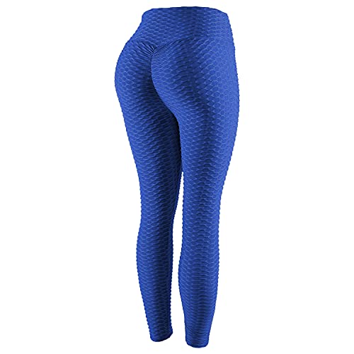 DEBAIJIA Damen Trainieren Yoga Pants Slim Fit Hohe Taille Fitness Hose Laufen Lange Leggings(Blau-M) von DEBAIJIA