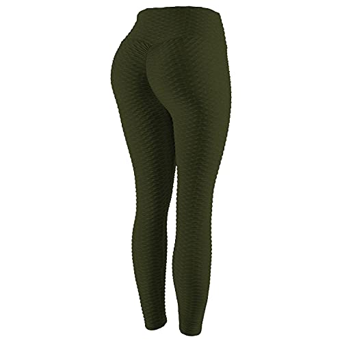 DEBAIJIA Damen Trainieren Yoga Pants Slim Fit Hohe Taille Fitness Hose Laufen Lange Leggings(Grün-L) von DEBAIJIA