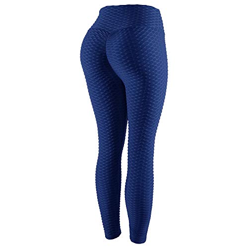 DEBAIJIA Damen Trainieren Yoga Pants Slim Fit Hohe Taille Fitness Hose Laufen Lange Leggings(Navy Blau-L) von DEBAIJIA