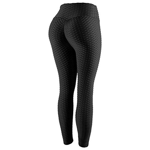 DEBAIJIA Damen Trainieren Yoga Pants Slim Fit Hohe Taille Fitness Hose Laufen Lange Leggings(Schwarz-L) von DEBAIJIA