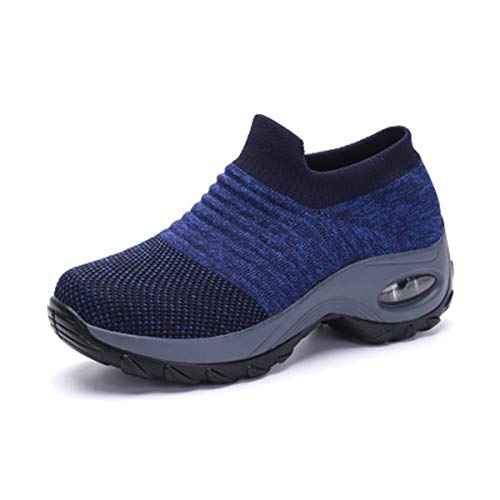 DEBAIJIA Damen Turnschuhe Laufschuhe Sportschuhe Atmungsaktiv Frauen Joggingschuhe Leichte Fitness Schuhe 36 EU Blau grau (Etikettengröße-36) von DEBAIJIA