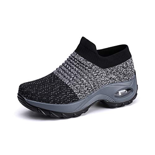 DEBAIJIA Damen Turnschuhe Laufschuhe Sportschuhe Atmungsaktiv Frauen Joggingschuhe Leichte Fitness Schuhe 36 EU Grau (Etikettengröße-36) von DEBAIJIA