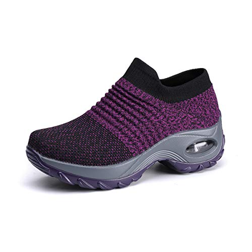 DEBAIJIA Damen Turnschuhe Laufschuhe Sportschuhe Atmungsaktiv Frauen Joggingschuhe Leichte Fitness Schuhe 38 EU Lila (Etikettengröße-38) von DEBAIJIA