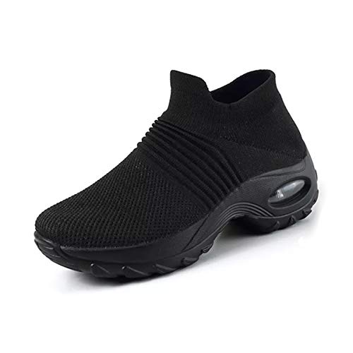 DEBAIJIA Damen Turnschuhe Laufschuhe Sportschuhe Atmungsaktiv Frauen Joggingschuhe Leichte Fitness Schuhe 39 EU Schwarz (Etikettengröße-39) von DEBAIJIA