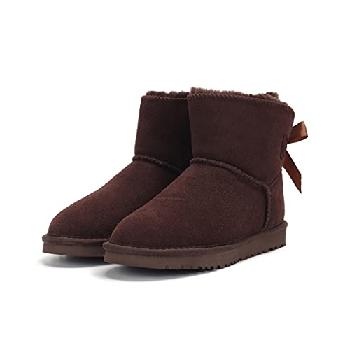 DEBAIJIA Damen Weiche Winterschuhe Rutschfest Thermostiefel Schneestiefel Winterstiefel Warm Gefütterte Stiefel 37 EU Braun (Etikettengröße:37) von DEBAIJIA