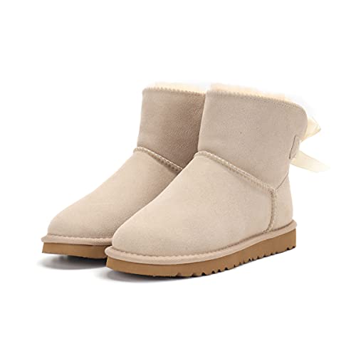 DEBAIJIA Damen Weiche Winterschuhe Rutschfest Thermostiefel Schneestiefel Winterstiefel Warm Gefütterte Stiefel 38 EU Beige (Etikettengröße:38) von DEBAIJIA