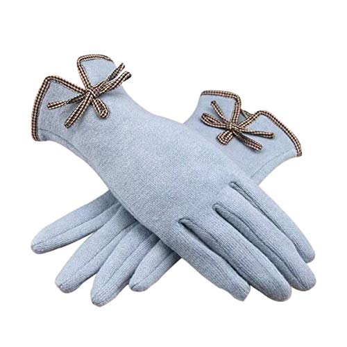 DEBAIJIA Damen Woll Handschuhe Paw Kaschmir Rutschfester Weich Warm Verdicken Winddicht Touchscreen Handschuhe Frauen Outdoor Winter (Blau) von DEBAIJIA