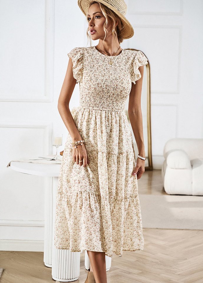 DEBAIJIA Dirndl Sommerkleid Damen Frauen Bedruckter Kleid Lässiger Elegant von DEBAIJIA