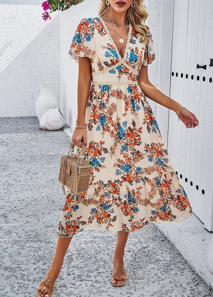 DEBAIJIA Dirndl Sommerkleid Damen Frauen Bedruckter Kleid lässiger Mode von DEBAIJIA