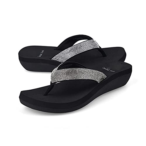 DEBAIJIA Flip Flops Sandale Damen Zehentrenner Sommer Strand Badelatschen Rutschfest Draussen Bequeme Indoor Freizeit Bath Sandale 37 EU Silber von DEBAIJIA