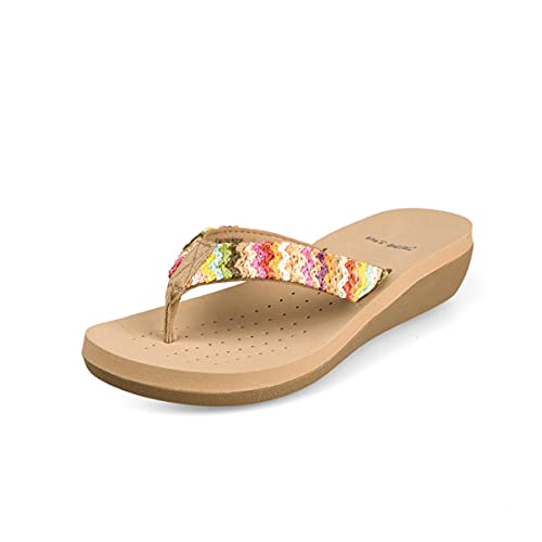 DEBAIJIA Flip Flops Sandale Damen Zehentrenner Sommer Strand Badelatschen Rutschfest Indoor Freizeit Draussen Bequeme Bath Sandale 35 EU Mehrfarbig von DEBAIJIA