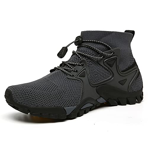 DEBAIJIA Herren Aquaschuhe Watschuhe Arfußschuhe Wasserschuhe Badeschuhe Strandschuhe Surfschuhe Schwimmschuhe 37 EU Grau (Etikettengröße 37 von DEBAIJIA