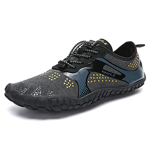 DEBAIJIA Herren Aquaschuhe Watschuhe Badeschuhe Arfußschuhe Strandschuhe Surfschuhe Schwimmschuhe Wasserschuhe 42 EU A-Schwarz Grau (Etikettengröße 42) von DEBAIJIA