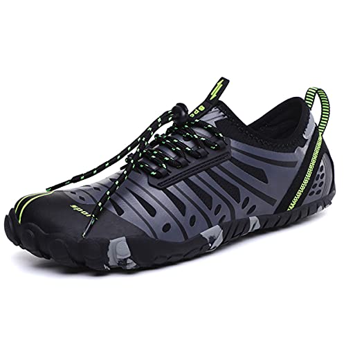 DEBAIJIA Herren Aquaschuhe Watschuhe Badeschuhe Arfußschuhe Strandschuhe Surfschuhe Schwimmschuhe Wasserschuhe 46 EU G-Schwarz (Etikettengröße 46) von DEBAIJIA