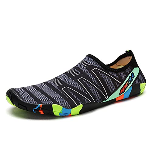 DEBAIJIA Herren Aquaschuhe Watschuhe Badeschuhe Arfußschuhe Strandschuhe Surfschuhe Wasserschuhe Schwimmschuhe 40 EU Schwarz Grau (Etikettengröße 40) von DEBAIJIA