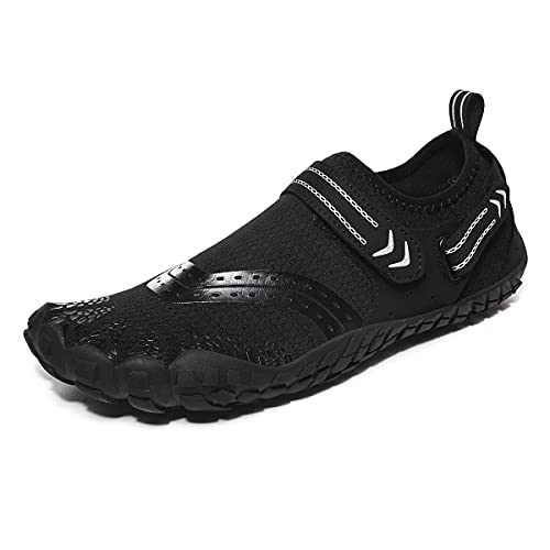 DEBAIJIA Herren Aquaschuhe Watschuhe Badeschuhe Surfschuhe Strandschuhe Arfußschuhe Wasserschuhe Schwimmschuhe 39 EU A-Schwarz (Etikettengröße 39 von DEBAIJIA