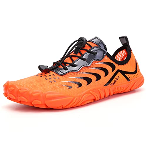 DEBAIJIA Herren Aquaschuhe Watschuhe Badeschuhe Surfschuhe Strandschuhe Arfußschuhe Wasserschuhe Schwimmschuhe 41 EU F-Orange (Etikettengröße 41 von DEBAIJIA