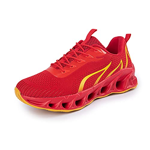 DEBAIJIA Herren Laufschuhe Freizeitschuhe ​Turnschuhe Männer Sportschuhe Atmungsaktiv Sneaker rutschfeste Straßenlaufschuhe Joggingschuhe EU 40 Rot von DEBAIJIA