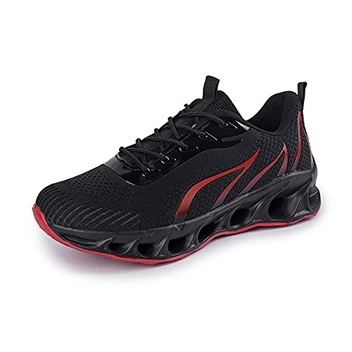 DEBAIJIA Herren Laufschuhe Freizeitschuhe ​Turnschuhe Männer Sportschuhe Atmungsaktiv Sneaker rutschfeste Straßenlaufschuhe Joggingschuhe EU 41 Schwarz Rot von DEBAIJIA