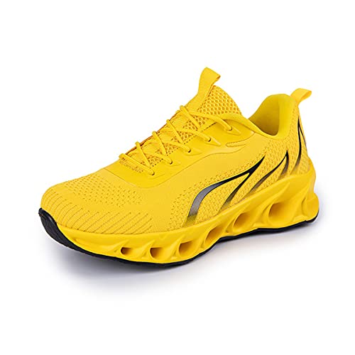 DEBAIJIA Herren Laufschuhe Freizeitschuhe ​Turnschuhe Männer Sportschuhe Atmungsaktiv Sneaker rutschfeste Straßenlaufschuhe Joggingschuhe EU 42 Gelb von DEBAIJIA