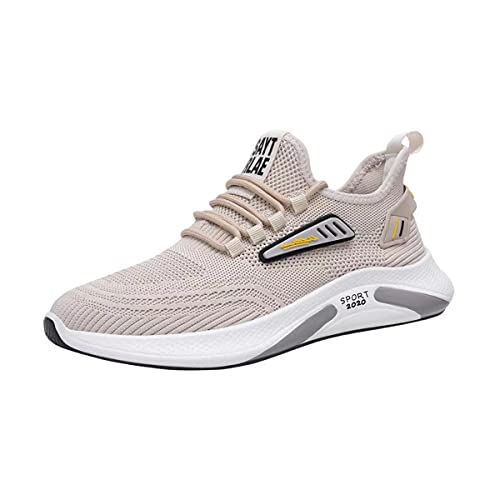 DEBAIJIA Herren Laufschuhe Straßenlaufschuhe ​Turnschuhe Männer Freizeitschuhe Sportschuhe Atmungsaktiv Sneaker rutschfeste Joggingschuhe EU 40 G - Beige von DEBAIJIA