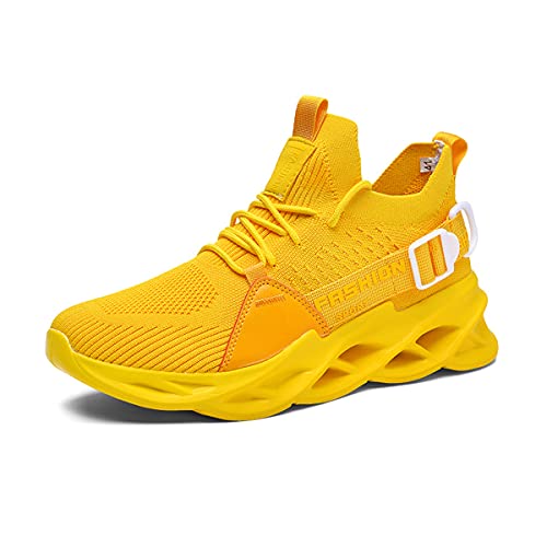 DEBAIJIA Herren Laufschuhe ​Turnschuhe Männer Freizeitschuhe Sportschuhe Atmungsaktiv Sneaker rutschfeste Joggingschuhe Straßenlaufschuhe EU 41 Gelb von DEBAIJIA