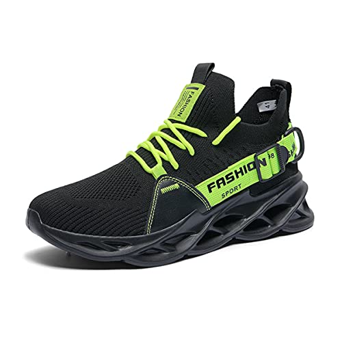 DEBAIJIA Herren Laufschuhe ​Turnschuhe Männer Freizeitschuhe Sportschuhe Atmungsaktiv Sneaker rutschfeste Joggingschuhe Straßenlaufschuhe EU 44 Schwarz Grün von DEBAIJIA