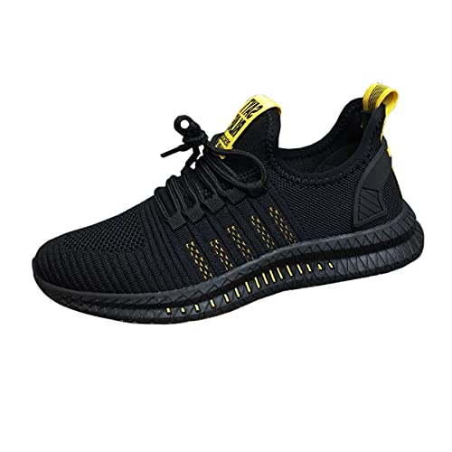 DEBAIJIA Herren Laufschuhe ​Turnschuhe Männer Joggingschuhe Sportschuhe Atmungsaktiv Sneaker rutschfeste Straßenlaufschuhe Freizeitschuhe EU 40 Schwarz Gelb von DEBAIJIA