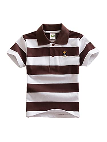 DEBAIJIA Jungen Poloshirt Kinder Kühle kurzen Ärmeln Oberteile 1-12T T Shirts Poloshirt Baumwolle Atmungsaktiv Sommer Lässig Outdoor (Braun-150) von DEBAIJIA