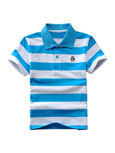 DEBAIJIA Jungen Poloshirt Kinder Kühle kurzen Ärmeln Oberteile 1-12T T Shirts Poloshirt Baumwolle Atmungsaktiv Sommer Lässig Outdoor (Hellblau-120) von DEBAIJIA