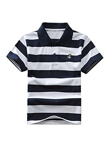 DEBAIJIA Jungen Poloshirt Kinder Kühle kurzen Ärmeln Oberteile 1-12T T Shirts Poloshirt Baumwolle Atmungsaktiv Sommer Lässig Outdoor (Schwarz-140) von DEBAIJIA