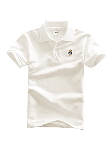 DEBAIJIA Jungen Poloshirt Kinder Kühle kurzen Ärmeln Oberteile 1-12T T Shirts Poloshirt Baumwolle Sommer Atmungsaktiv Lässig Outdoor (Beige-120) von DEBAIJIA