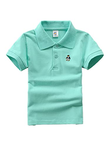 DEBAIJIA Jungen Poloshirt Kinder Kühle kurzen Ärmeln Oberteile 1-12T T Shirts Poloshirt Baumwolle Sommer Atmungsaktiv Lässig Outdoor (Blau Grün-120) von DEBAIJIA