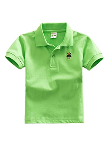 DEBAIJIA Jungen Poloshirt Kinder Kühle kurzen Ärmeln Oberteile 1-12T T Shirts Poloshirt Baumwolle Sommer Atmungsaktiv Lässig Outdoor (Hellgrün-150) von DEBAIJIA