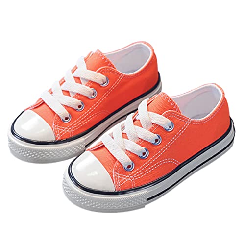 DEBAIJIA Kind Segeltuchschuhe Sneaker Junge Laufschuhe Turnschuhe Mädchen Sportschuhe rutschfeste Freizeitschuhe Straßenlaufschuhe EU 25.5-A-Orange von DEBAIJIA