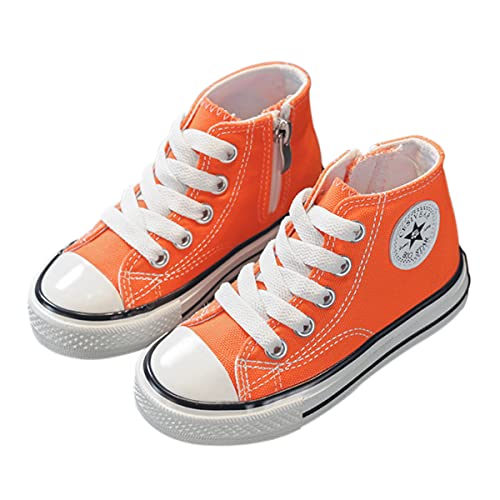 DEBAIJIA Kind Segeltuchschuhe Sneaker Junge Laufschuhe Turnschuhe Mädchen Sportschuhe rutschfeste Freizeitschuhe Straßenlaufschuhe EU 25.5-B-Orange von DEBAIJIA