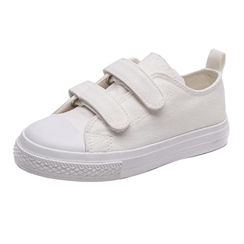 DEBAIJIA Kind Segeltuchschuhe Sneaker Junge Laufschuhe Turnschuhe Mädchen Sportschuhe rutschfeste Freizeitschuhe Straßenlaufschuhe EU 27-B-Weiß von DEBAIJIA