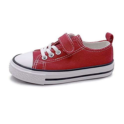 DEBAIJIA Kind Segeltuchschuhe Sneaker Junge Laufschuhe Turnschuhe Mädchen Sportschuhe rutschfeste Freizeitschuhe Straßenlaufschuhe EU 31.5-A-Rot von DEBAIJIA