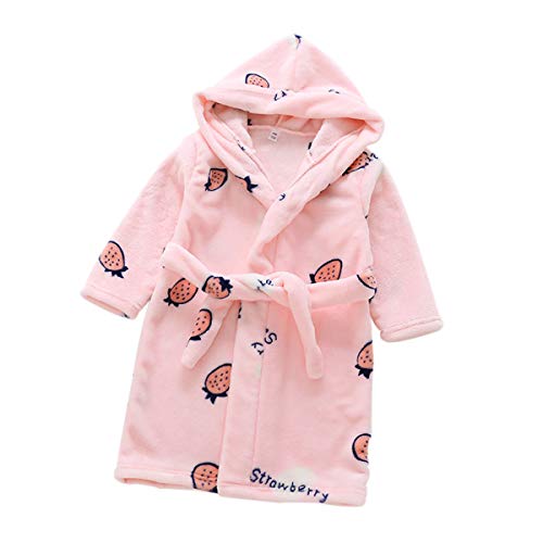 DEBAIJIA Kinder Bademantel 0-14T Säugling Morgenmantel Baby Hausmantel Kleinkind Handtuch Robe Nachthemd Junge Mädchen Unisex (Rosa-90) von DEBAIJIA