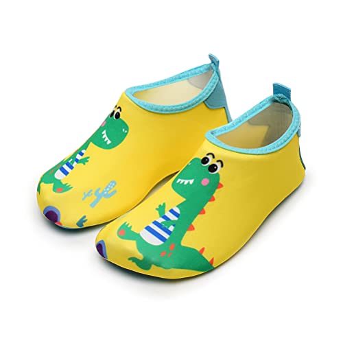 DEBAIJIA Kinder Badeschuhe Junge Wasserschuhe Mädchen Strandschuhe Aqua Schuhe Schnell Trocken Barfußschuhe Leicht 26 EU Gelb von DEBAIJIA